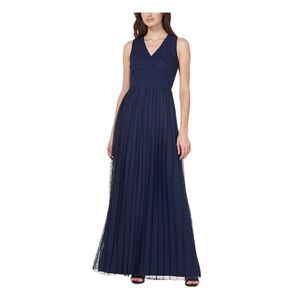 JS COLLECTION Womens Navy Lined Sleeveless Full-Length Formal Gown Dress 4